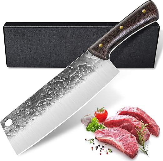 5 英寸中国刀 - 专业切肉刀 厨师刀 专业蔬菜刀 锋利加厚刀片,厨房刀